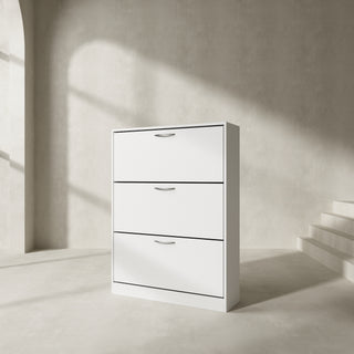 Modern Shoe Storage Cabinet with 3 Flip Drawers Wood Shoe Rack Storage Organizer for Entryway Hallway