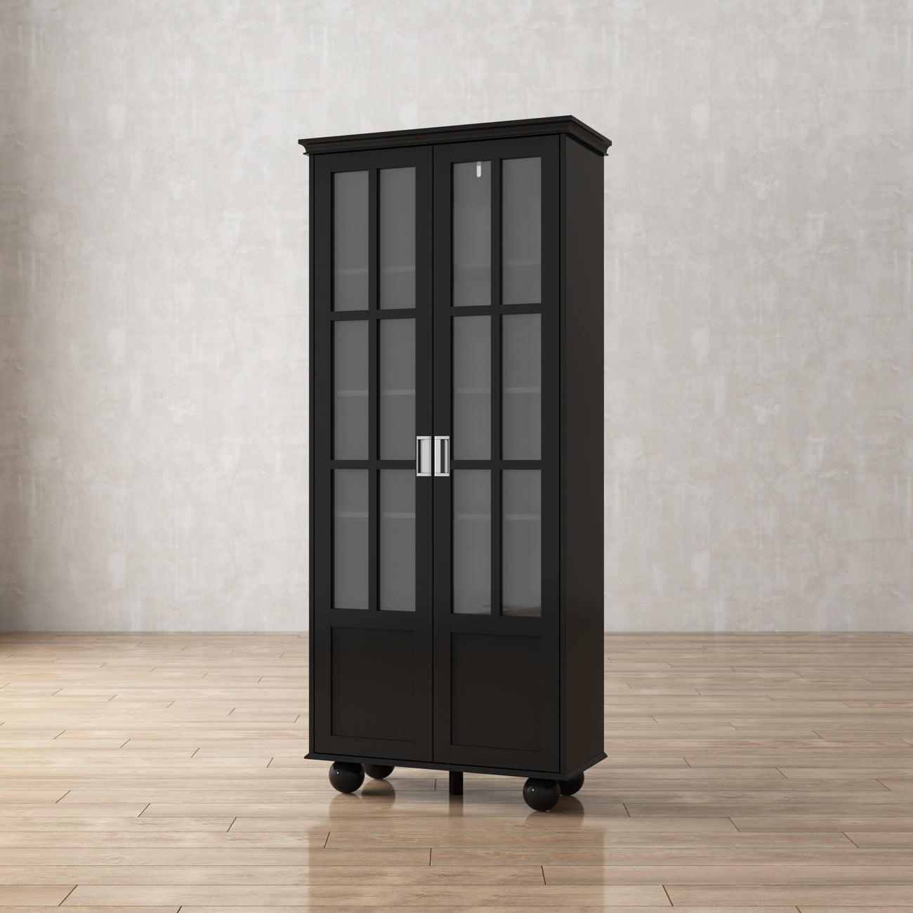 Storage Cabinet with Glass Door Display Cabinet Tall Bookshelf with Large Storage for Study Office Dining Room