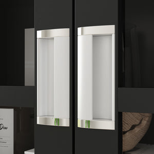 Storage Cabinet with Glass Door Display Cabinet Tall Bookshelf with Large Storage for Study Office Dining Room
