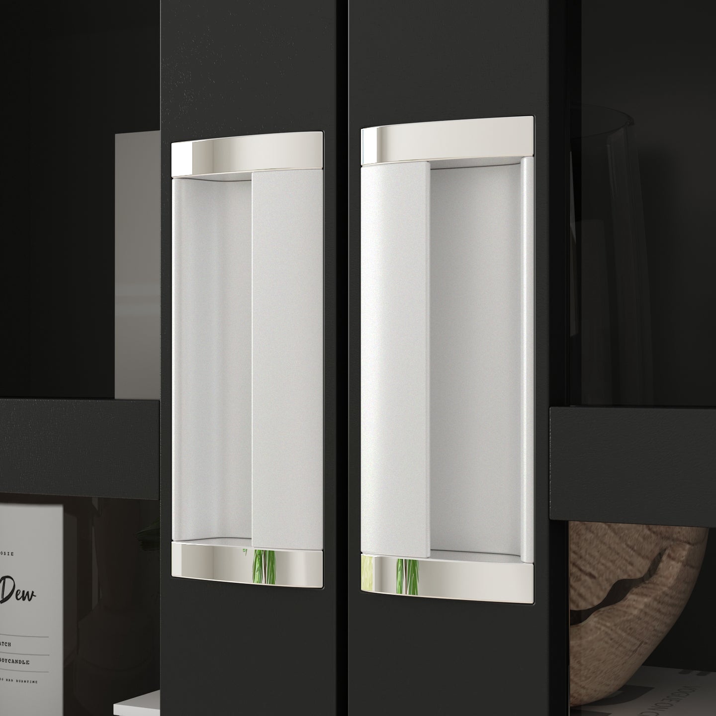 Storage Cabinet with Glass Door Display Cabinet Tall Bookshelf with Large Storage for Study Office Dining Room