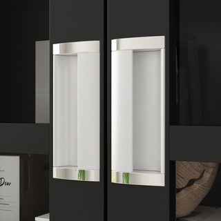 Storage Cabinet with Glass Door Display Cabinet Tall Bookshelf with Large Storage for Study Office Dining Room