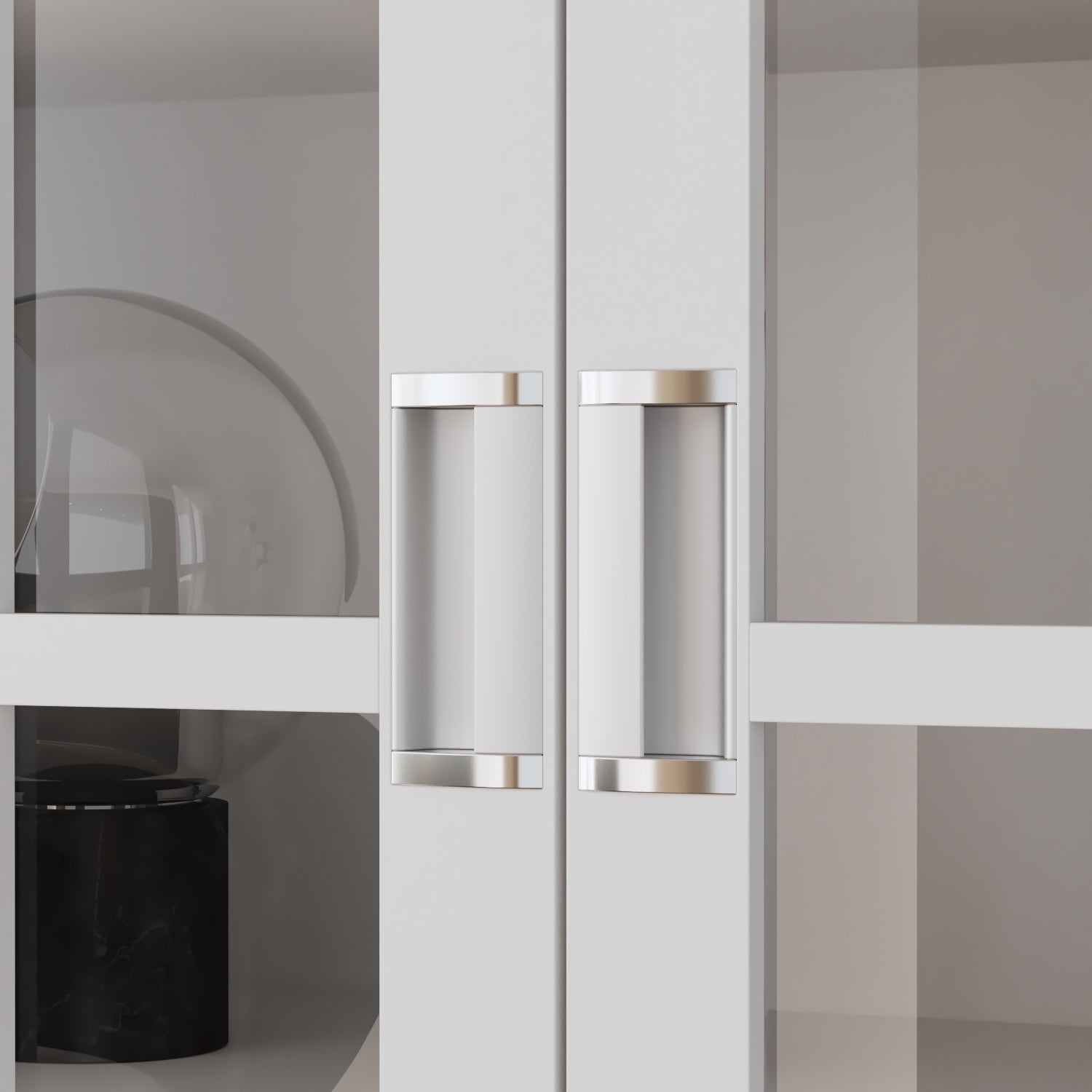 Storage Cabinet with Glass Door Display Cabinet Tall Bookshelf with Large Storage for Study Office Dining Room