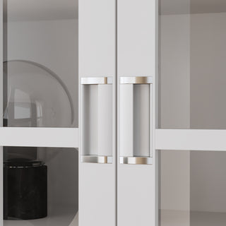 Storage Cabinet with Glass Door Display Cabinet Tall Bookshelf with Large Storage for Study Office Dining Room