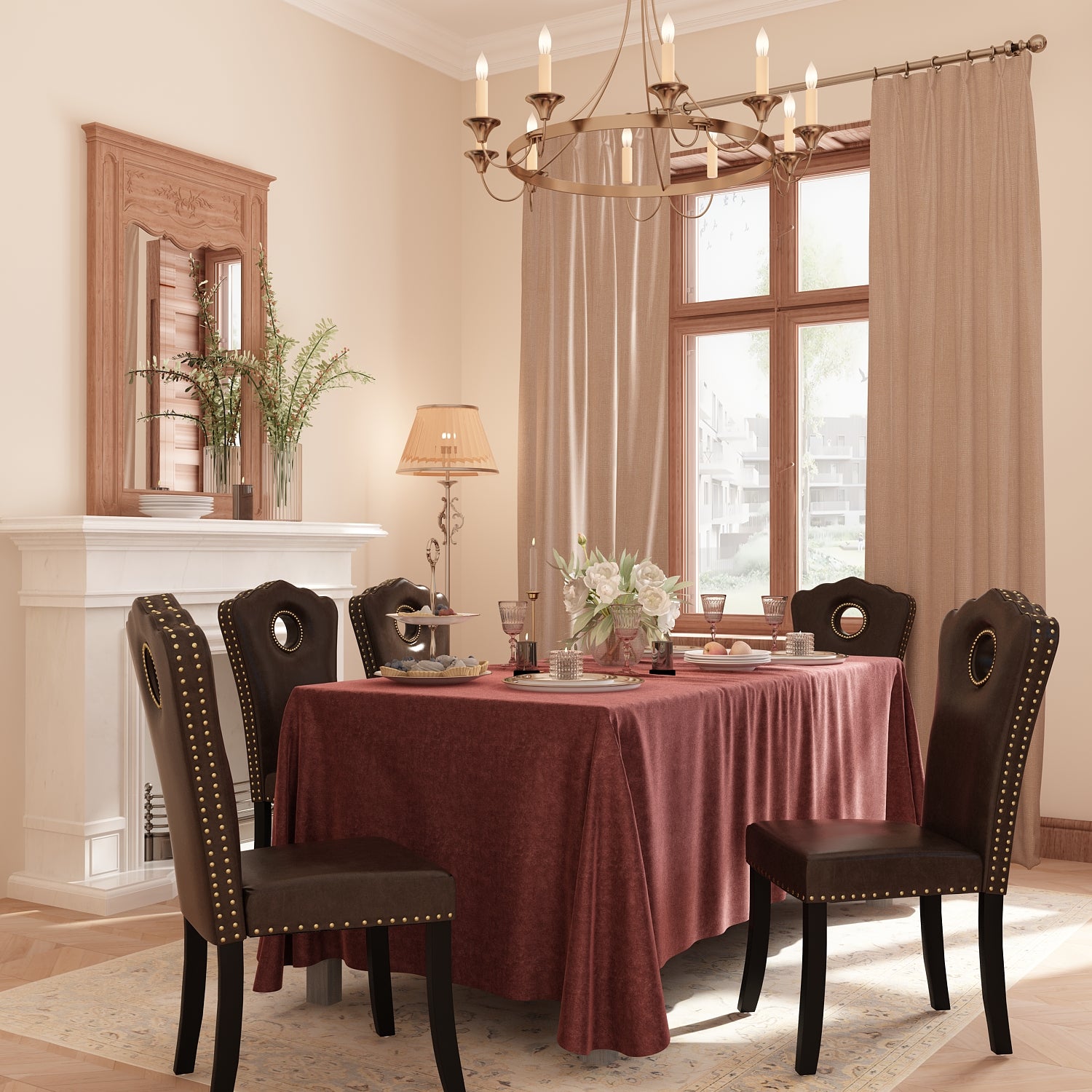 Dining Oak Chair Antique Accent Chairs Upholstered Set of 2 for Kitchen