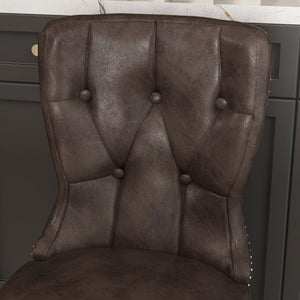 Dining Chairs Set of 2 PU Leather Chairs with Solid Wood Legs