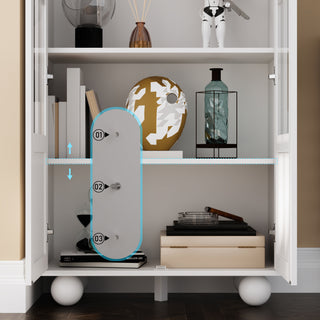 Storage Cabinet with Glass Door Display Cabinet Tall Bookshelf with Large Storage for Study Office Dining Room