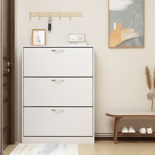 Modern Shoe Storage Cabinet with 3 Flip Drawers Wood Shoe Rack Storage Organizer for Entryway Hallway
