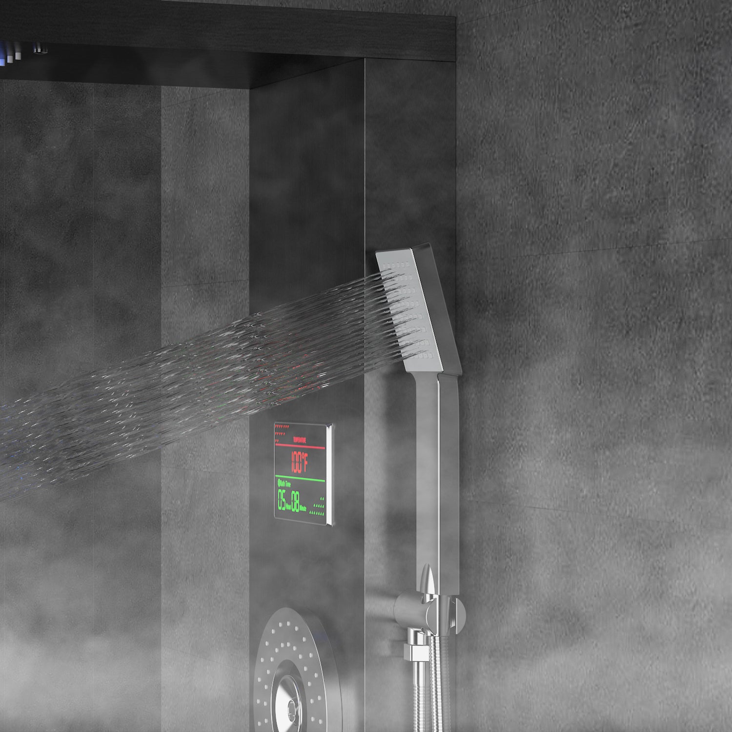 LED Shower Panel Head Rain Massage System and Spout