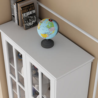 Storage Cabinet with Glass Door Display Cabinet Tall Bookshelf with Large Storage for Study Office Dining Room