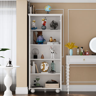 Storage Cabinet with Glass Door Display Cabinet Tall Bookshelf with Large Storage for Study Office Dining Room