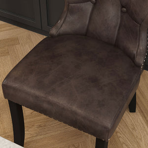 Dining Chairs Set of 2 PU Leather Chairs with Solid Wood Legs