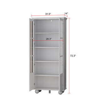 Storage Cabinet with Glass Door Display Cabinet Tall Bookshelf with Large Storage for Study Office Dining Room
