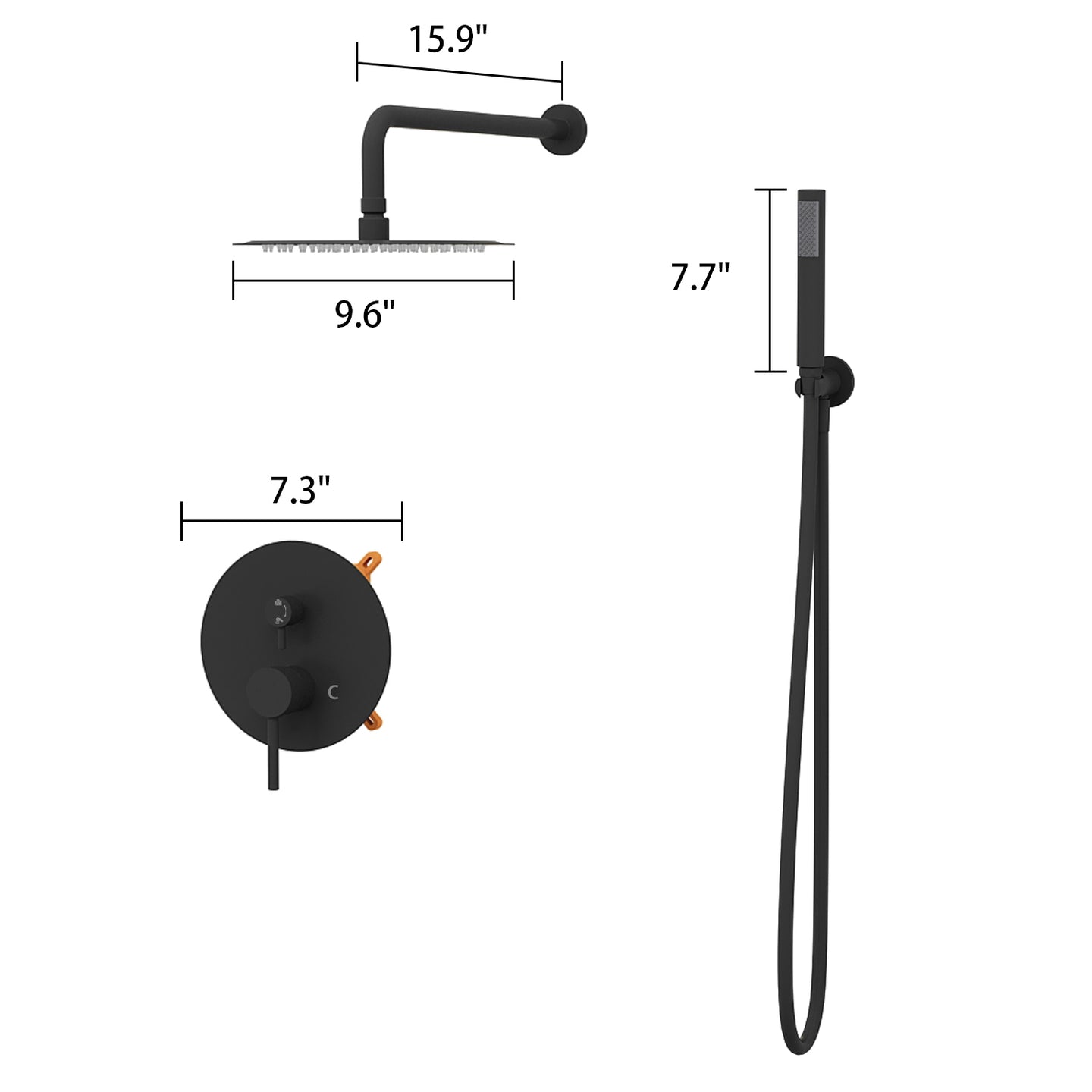 Double-Jet Shower Set Round Handheld Shower and Full Body Spray Jet