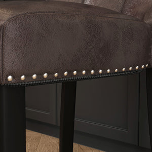Dining Chairs Set of 2 PU Leather Chairs with Solid Wood Legs
