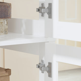 Bookshelf 4-Storey Storage Stand Storage Cabinet Bookcase Display Cabinet with Tempered Glass Doors