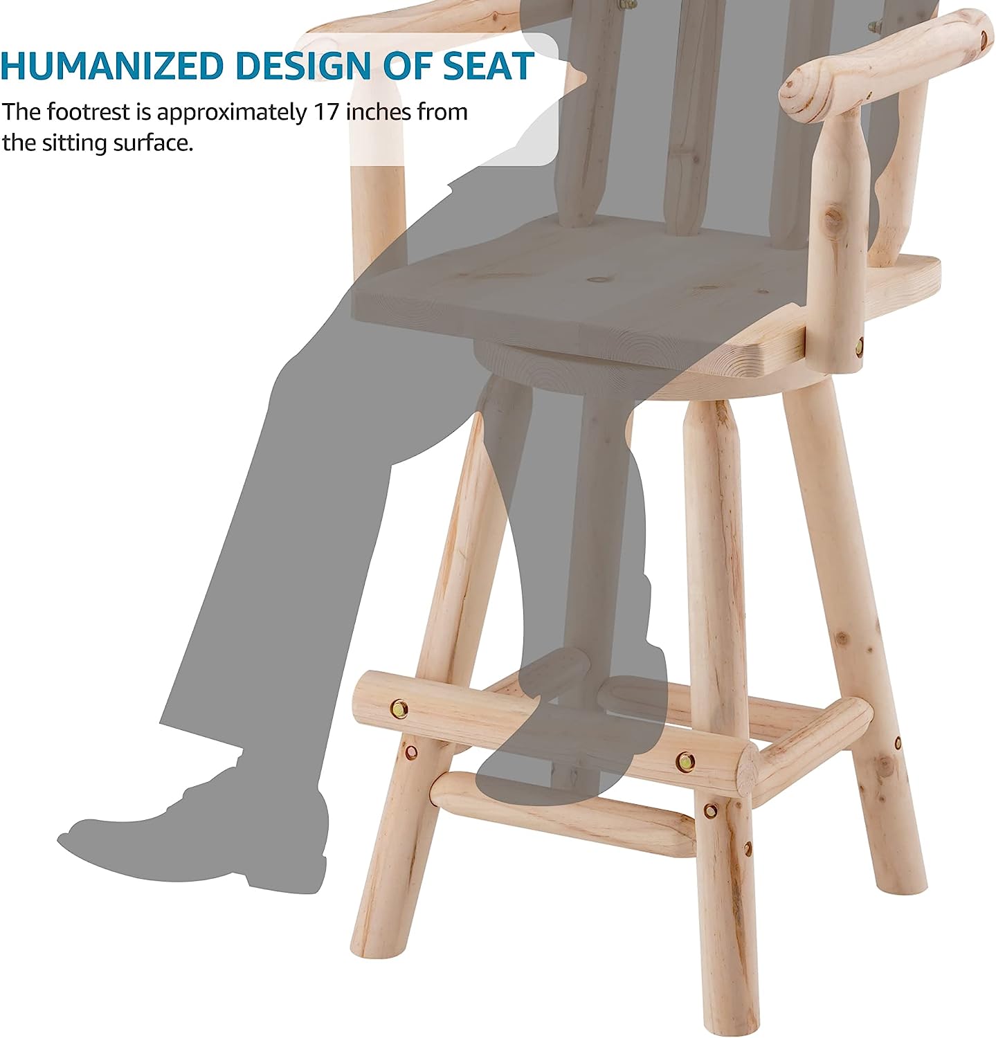 Patio Dining Chair Wooden Outdoor Swivel Bar Stool