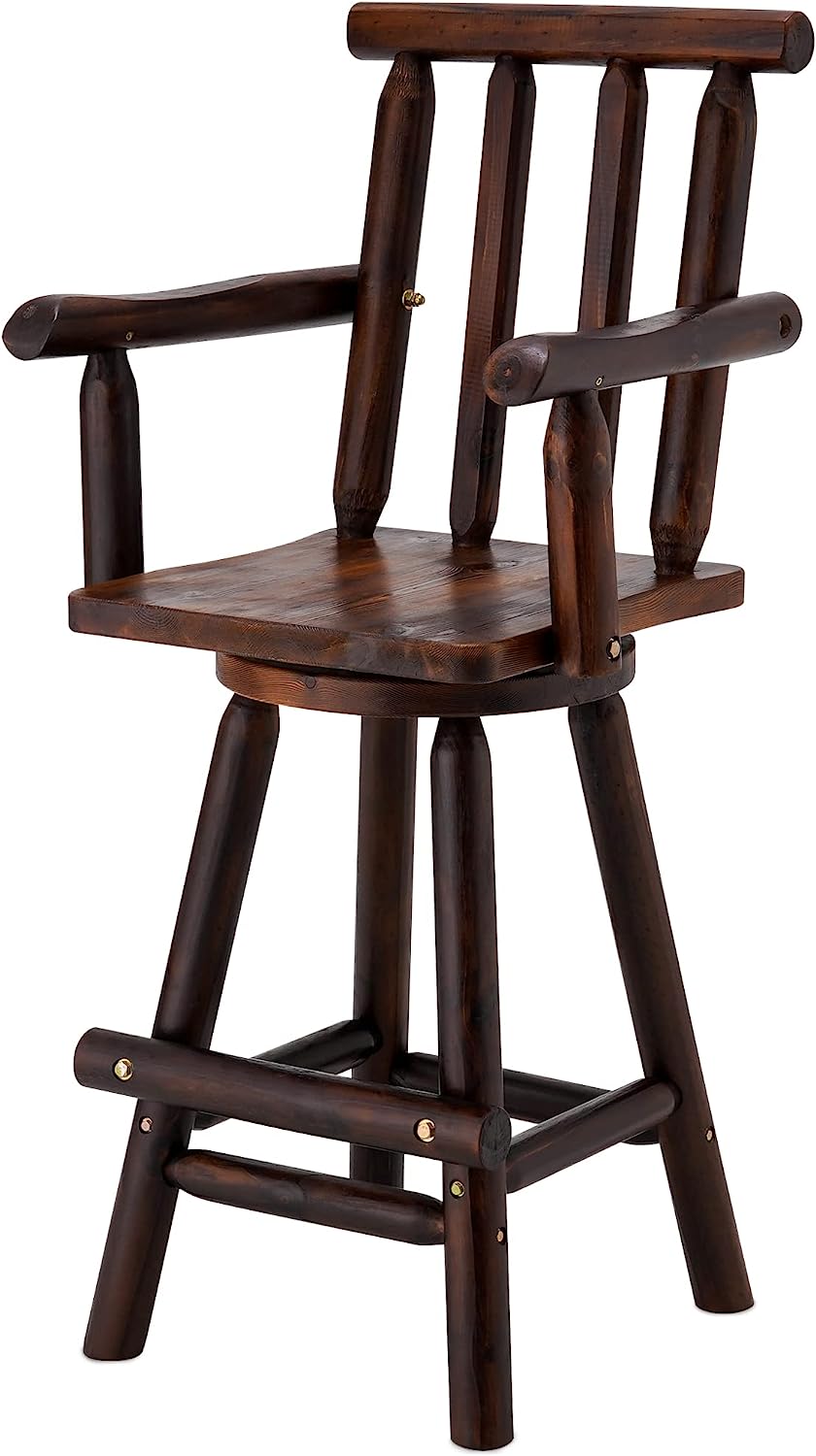 Patio Dining Chair Wooden Outdoor Swivel Bar Stool