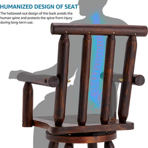 Patio Dining Chair Wooden Outdoor Swivel Bar Stool