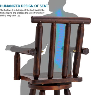 Patio Dining Chair Wooden Outdoor Swivel Bar Stool