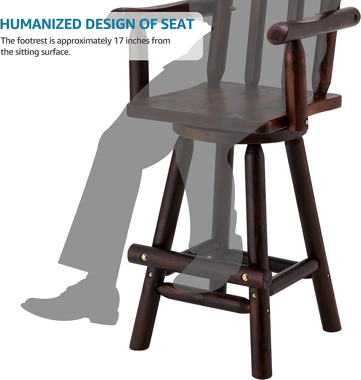Patio Dining Chair Wooden Outdoor Swivel Bar Stool