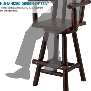 Patio Dining Chair Wooden Outdoor Swivel Bar Stool
