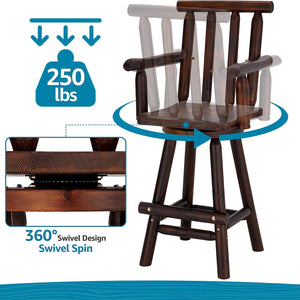 Patio Dining Chair Wooden Outdoor Swivel Bar Stool