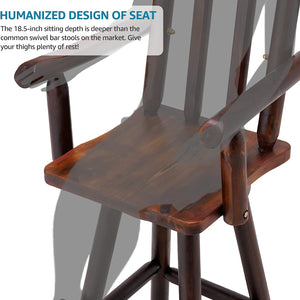 Patio Dining Chair Wooden Outdoor Swivel Bar Stool