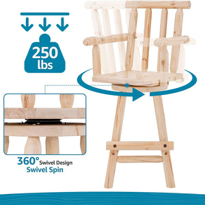Patio Dining Chair Wooden Outdoor Swivel Bar Stool