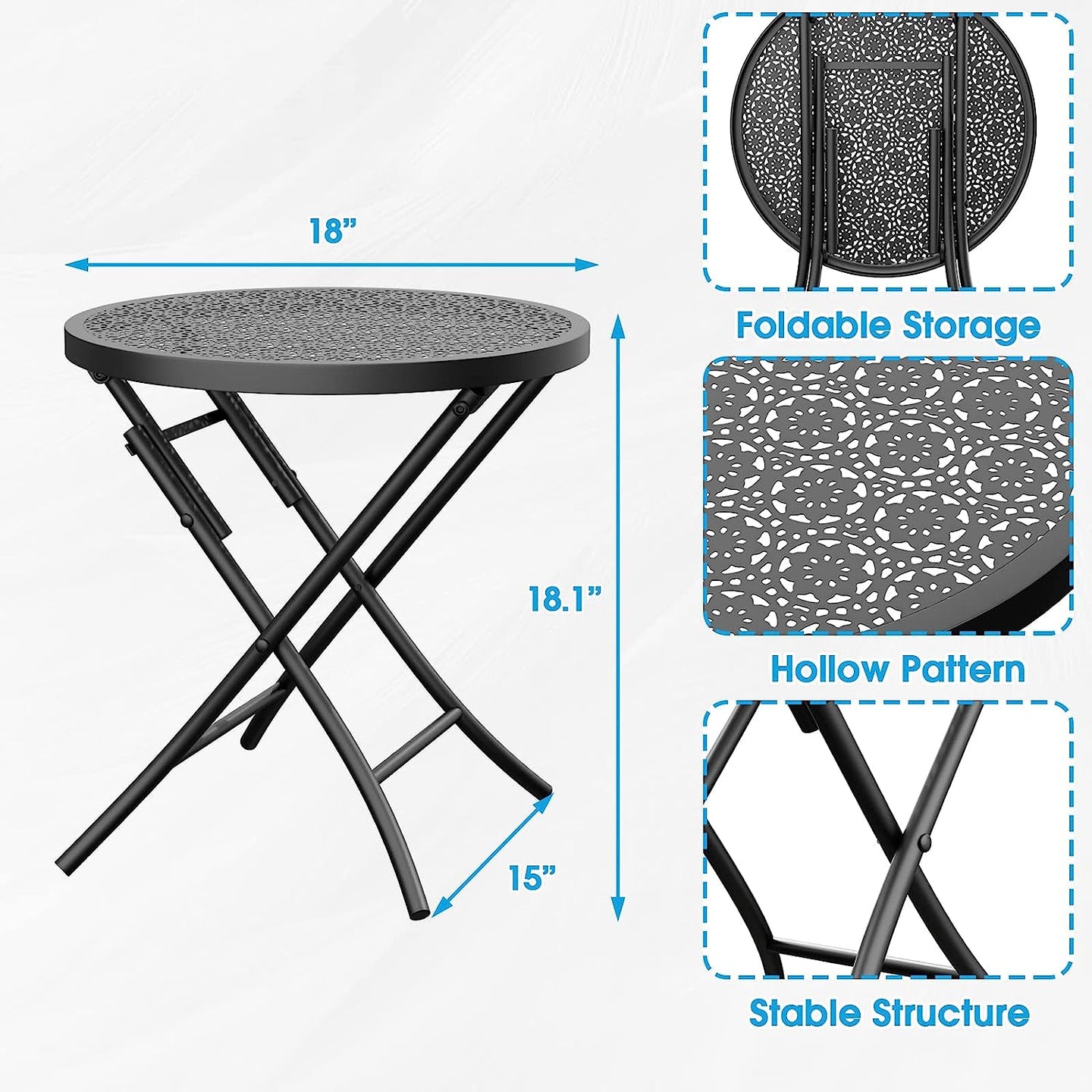 3 Pieces Patio Set Outdoor Iron Patio Furniture Sets