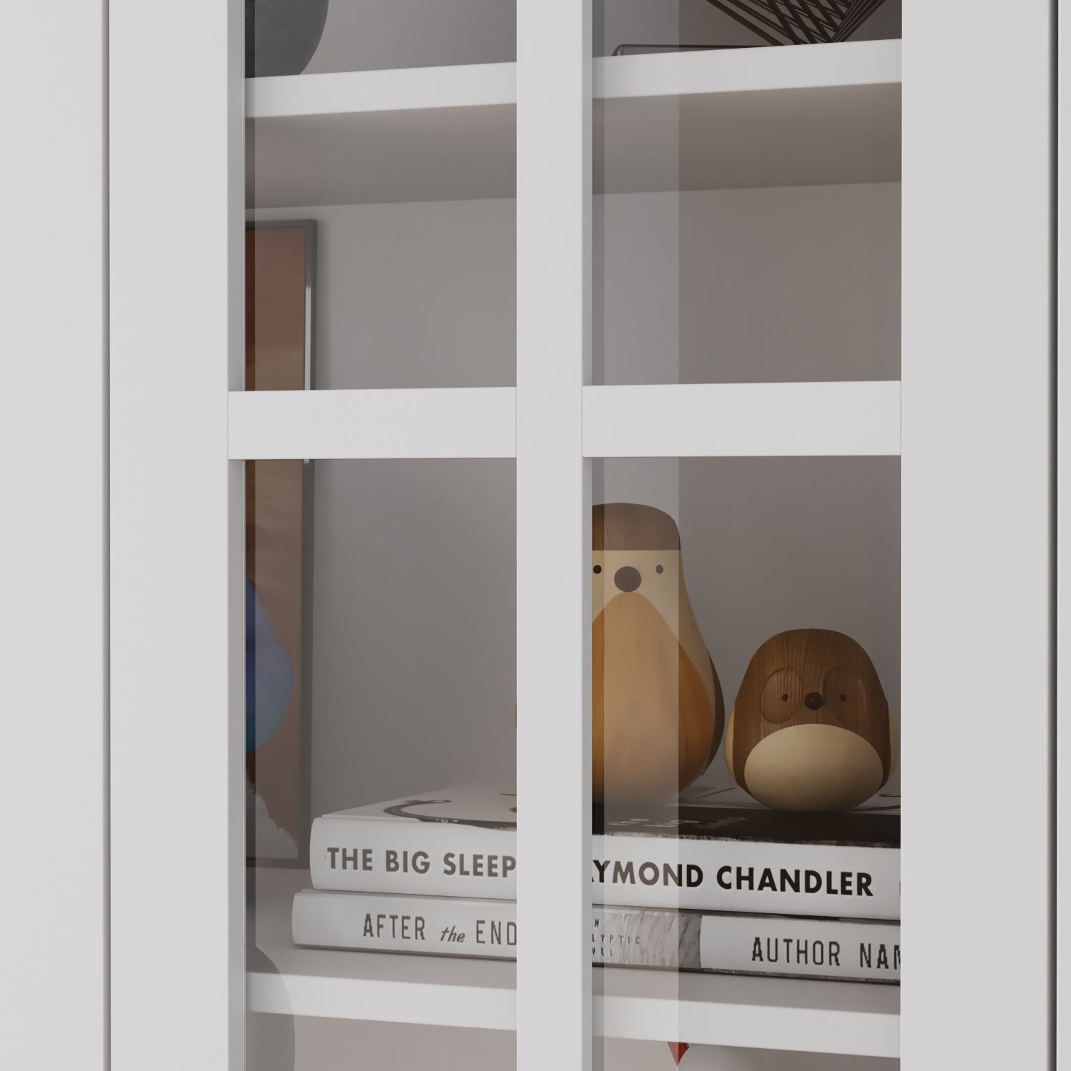 Storage Cabinet with Glass Door Display Cabinet Tall Bookshelf with Large Storage for Study Office Dining Room