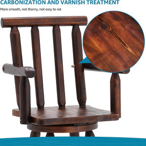Patio Dining Chair Wooden Outdoor Swivel Bar Stool
