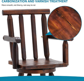Patio Dining Chair Wooden Outdoor Swivel Bar Stool