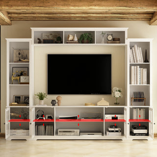 TV Stand Large Entertainment Wall Unit White Entertainment Center for Living Room