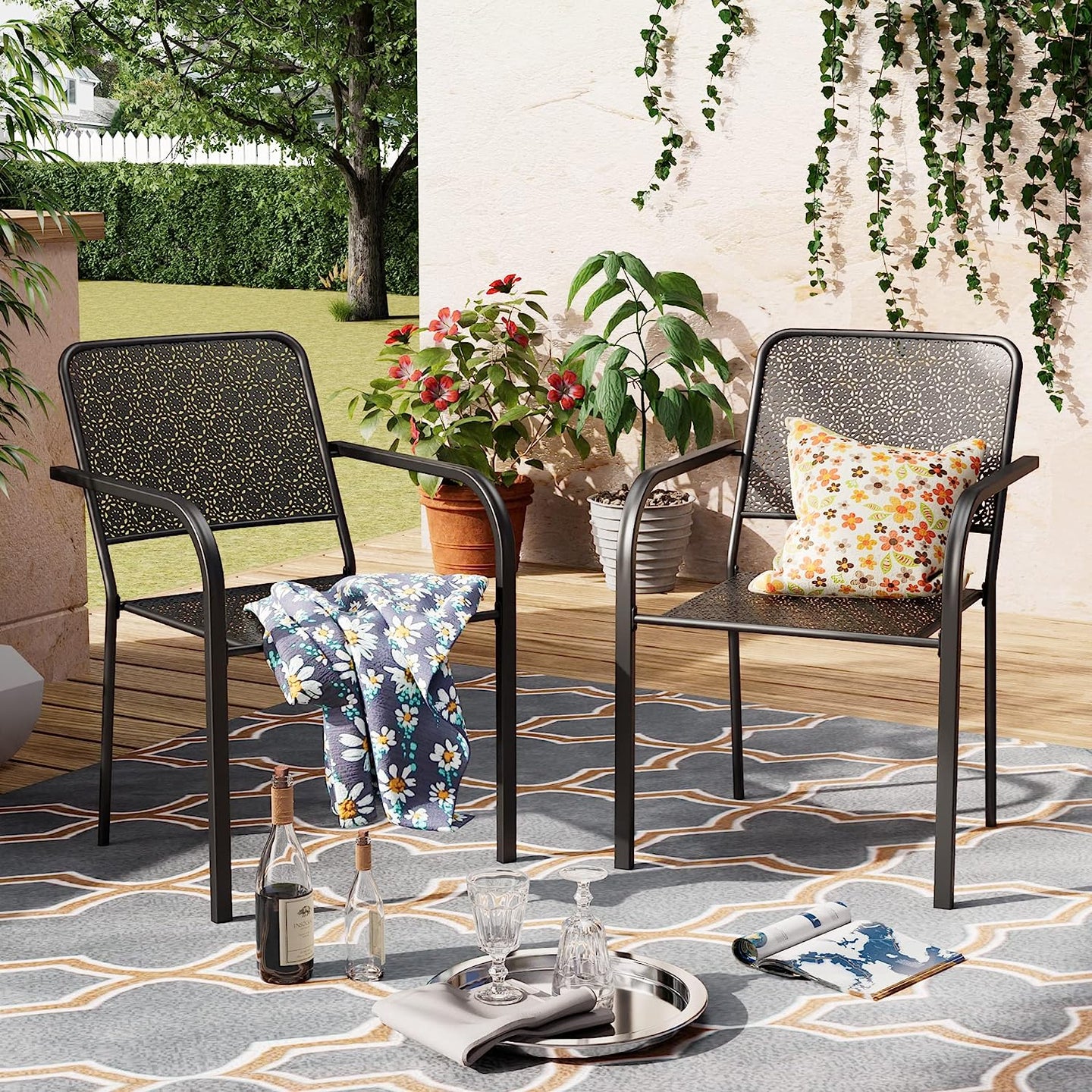 3 Pieces Patio Set Outdoor Iron Patio Furniture Sets