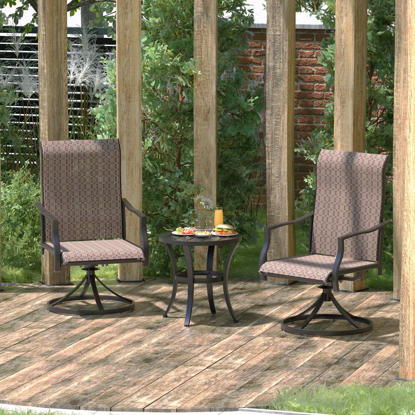 Metal Patio Dining Table Round Outdoor Side Table