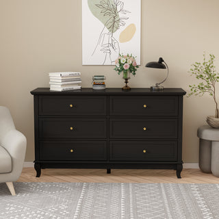 6-Drawer Dresser for Bedroom Display Wood Storage Chest of 6 Drawers Cabinet