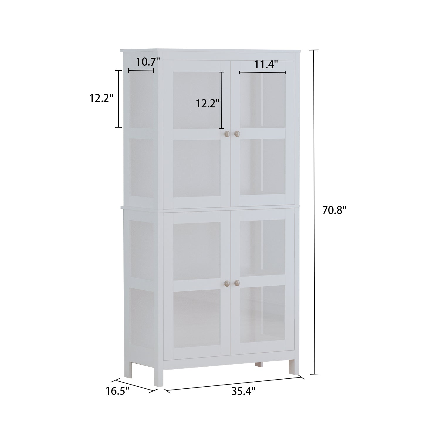 Bookshelf 4-Storey Storage Stand Storage Cabinet Bookcase Display Cabinet with Tempered Glass Doors