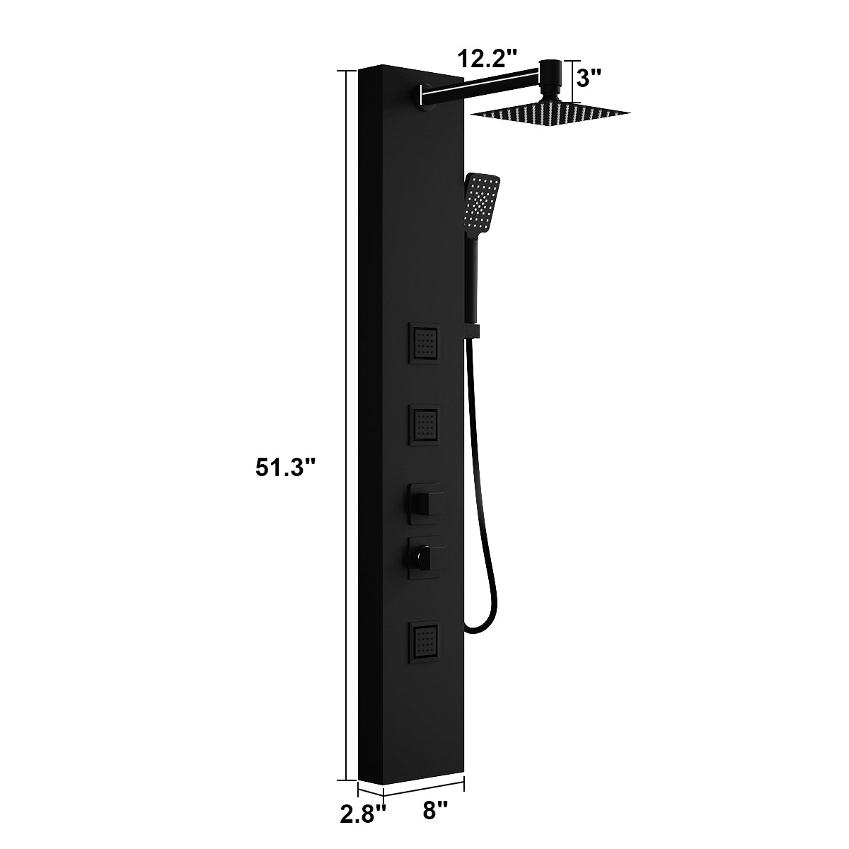 Multi-Function Shower Panel with Spout Rainfall Waterfall for Bathroom